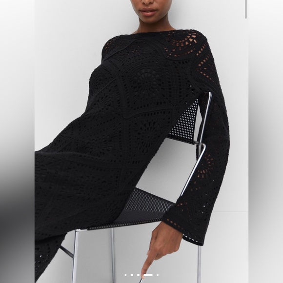 MANGO Flared-sleeve crochet dress - Picture 5 of 9